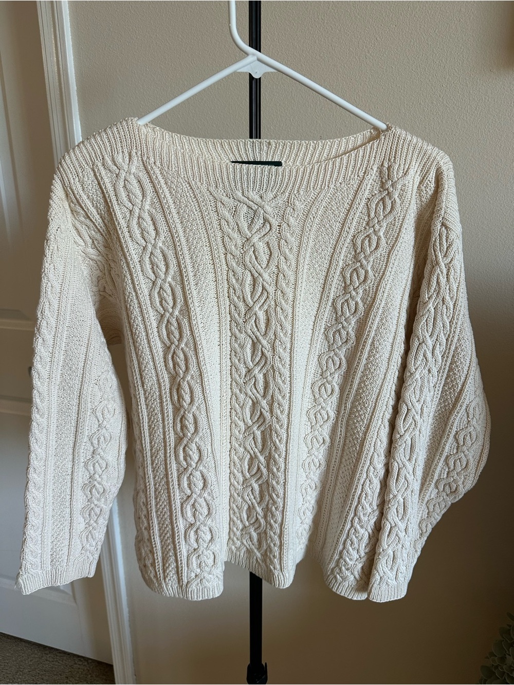 Lauren Ralph Lauren Exclusive Hand Knit Cream Cable-Knit Boatneck Sweater